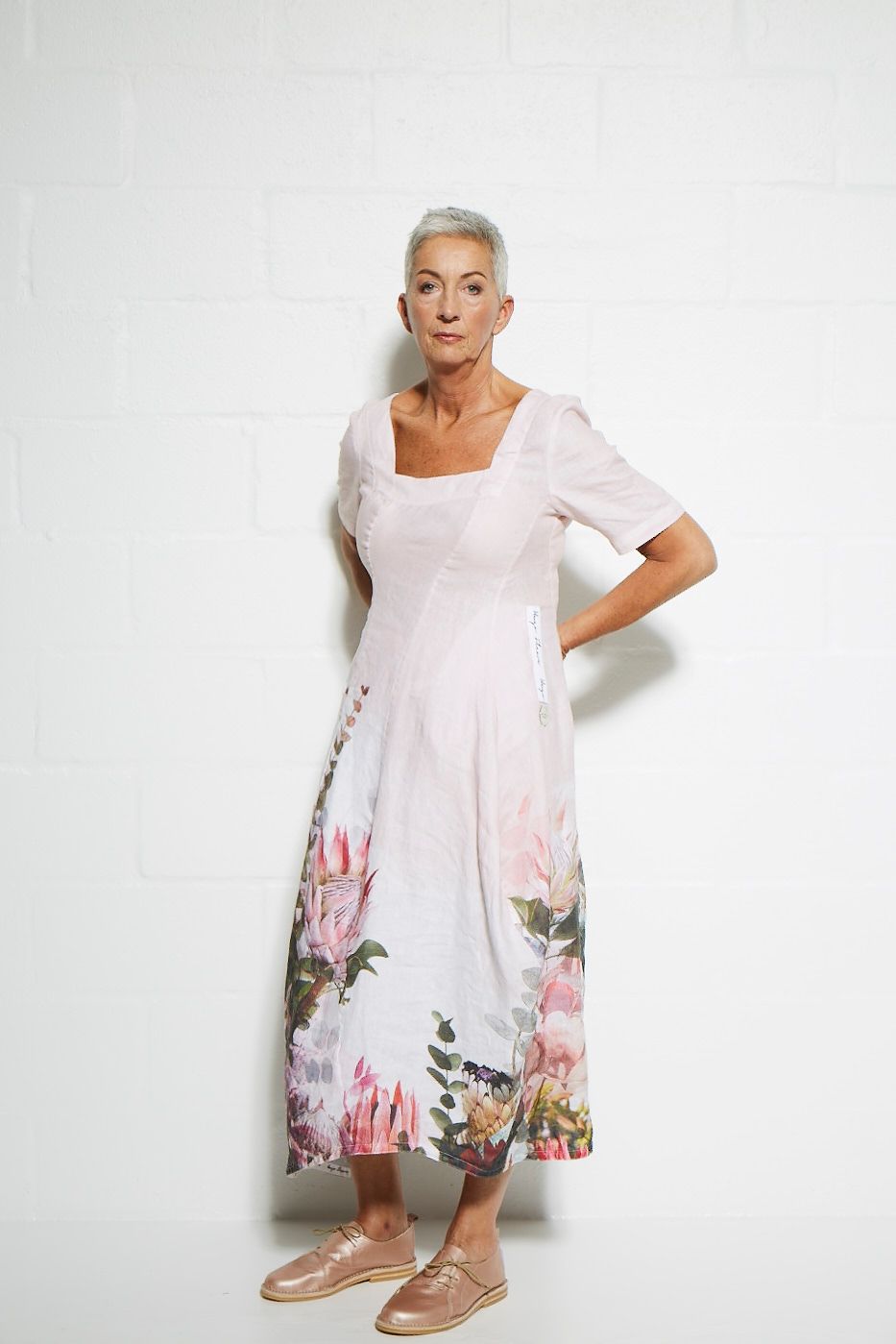 Helen Printed Linen Dress